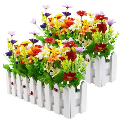 Künstliche Blumen Pflanzen im Freien Seide Kunststoff Gänseblümchen 20er Set