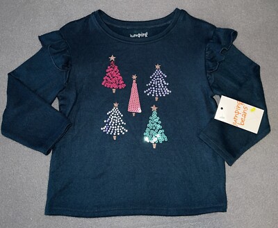 Jumping Beans Girls Size 2T Sequin Christmas Tree Holiday Sweatshirt Top Shirt