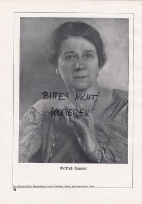 Bilddokument 1930, Bildnis Dr. phil. Gertrud Bäumer Schriftstellerin Ministerial