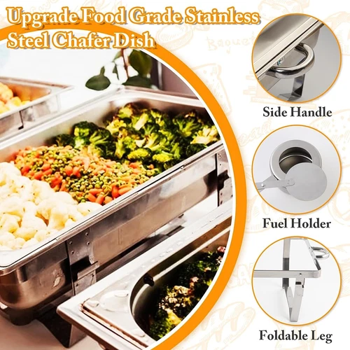 9L Rectangle Chafing Dish Stoves Food Warmer Stainless Steel Chafer For Buffet - Picture 9 of 16