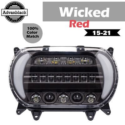 Wicked Red ''ATTACK'' LED Headlight Fits FLTR Harley Road Glide 15-21