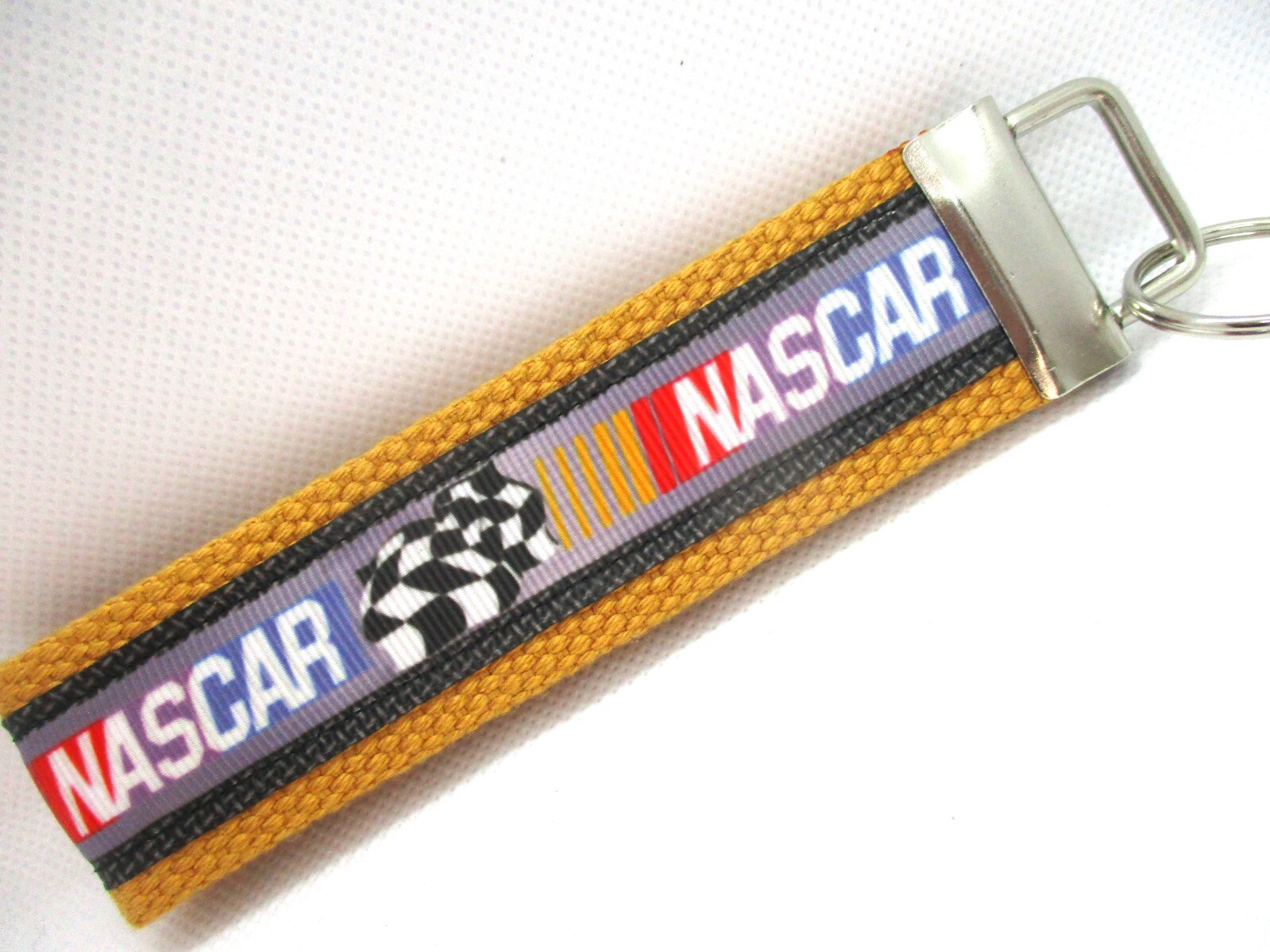 NASCAR Racing Ribbon on Strong Webbing Key Fob, Key Ring, Keychain ...