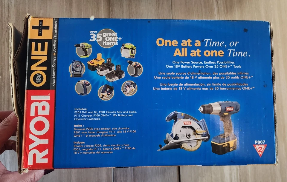 New Ryobi ONE+ 18V Cordless 2-Tool Combo Drill & Circular Saw Kit Model #P807  - Image 4 of 4