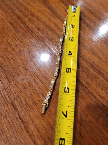 Vintage Napier Gold Tone Rhinestone 7in Bracelet - Picture 3 of 4