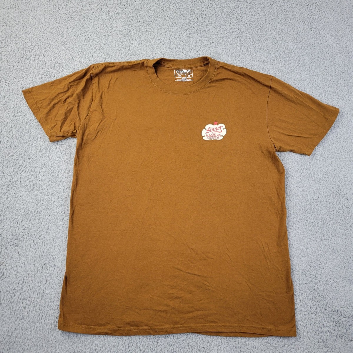 Shiner x Magellan Outdoors Shirt Mens XL Beer Brown Graphic Short