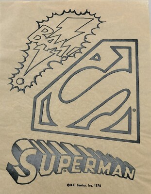 Original Vintage 1976 Superman Superhero Medley DC Comics Iron On Transfer