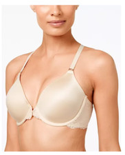 Maidenform T-back Shaping Underwire Front Close Bra Latte Lift Size 34D 2116