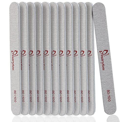Coarse Nail File Emery Boards for Poly Gel Acrylic Nails, 12 PCS 80/100 Grit