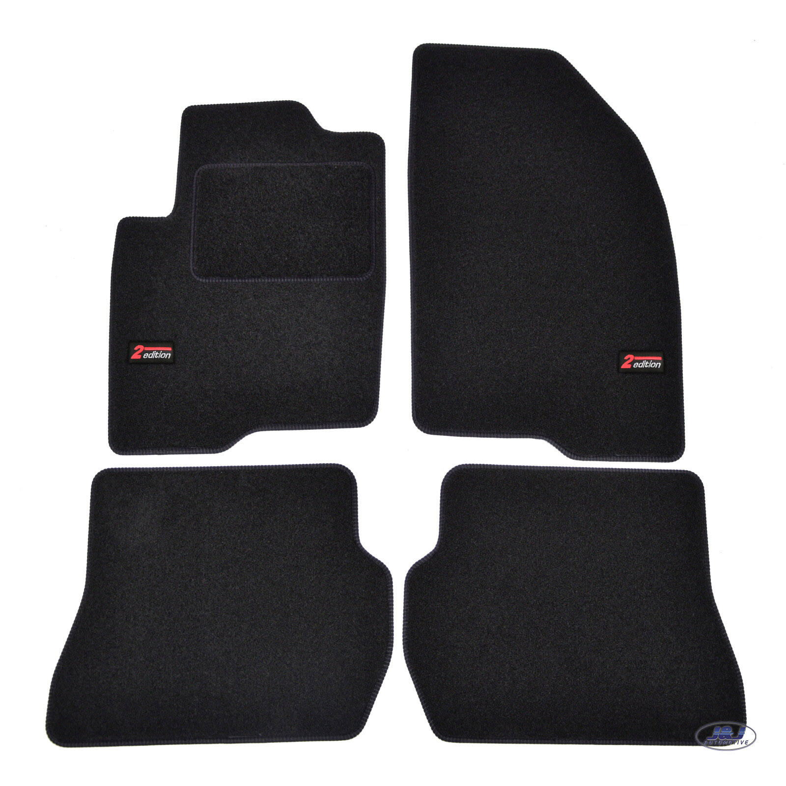 Tapis de sol pour Mazda 2 en velours noir Premium de 2003 à 2006, finition surjetée