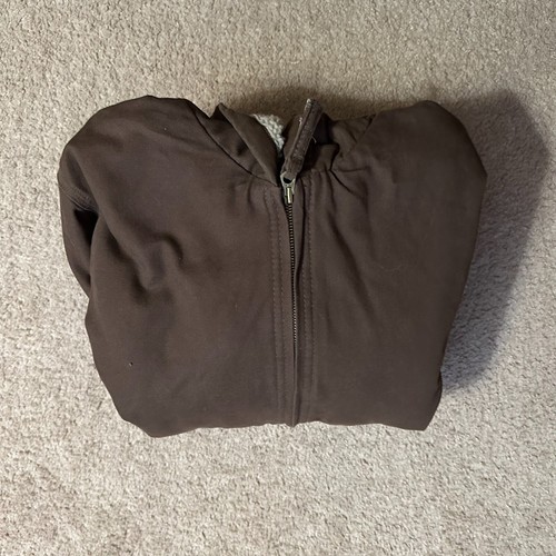 CE Schmidt Jacket Boys Large 14-16 Workwear Sherpa Fleece Lined Brown Canvas - Picture 12 of 12