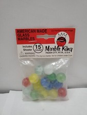 Vintage Marble King 15 Count American Made Glass Marbles