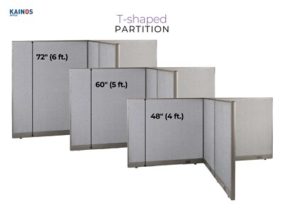 GOF T-shaped Office Partition, Workspace Divider, 60''D x 60''W x (48''/60''/72''H)