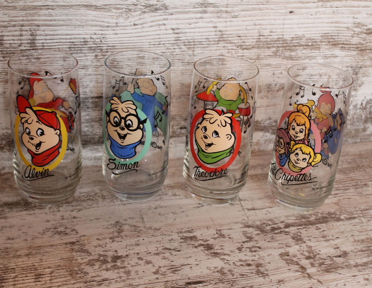アルビンとチップマンクス/ハーディーズ/ノベルティタンブラー/1985年/SET VTG Alvin & The Chipmunks and Chipettes Tumblers Complete