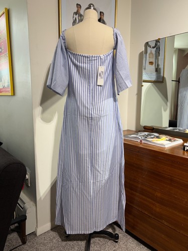 975$ SARA ROKA DRESS COTTON SIZE M, 42 BLUE - Picture 13 of 14