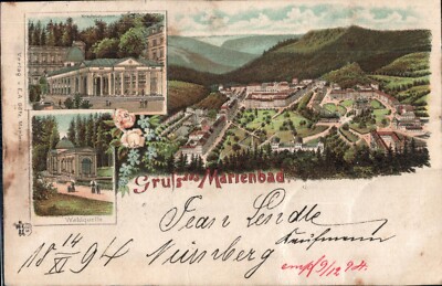Gruss aus Marienbad , Litho  1894