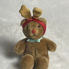 Vintage Dakin 1985 Teddy Bear Rudolph Reindeer Christmas Plush 6" Stuffed Animal