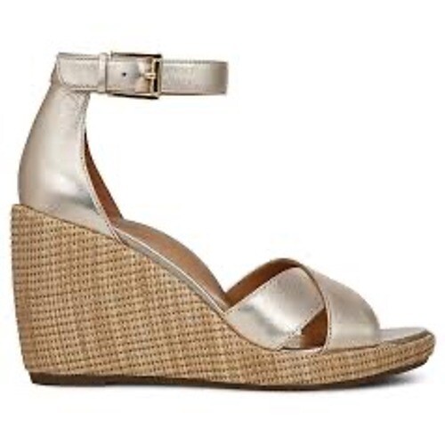 New Vionic Marina Gold Wedge Sandals Ankle Strap Espadrille Platform Size 9 M - Picture 6 of 7
