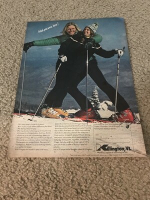 Vintage 1974 KILLINGTON VERMONT SKIING SKI TOURISM Print Ad 1970s VT