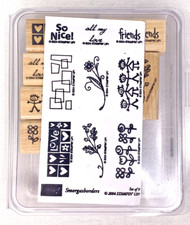 Stampin Up Smorgasborders Set of 9 Wood Mounted Rubber Stamps Border 2004 X114