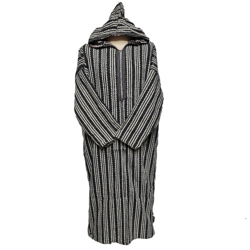 Homme Marocain Gris Crème Manches Longues à Capuche Coton Mélange Thobe Juba