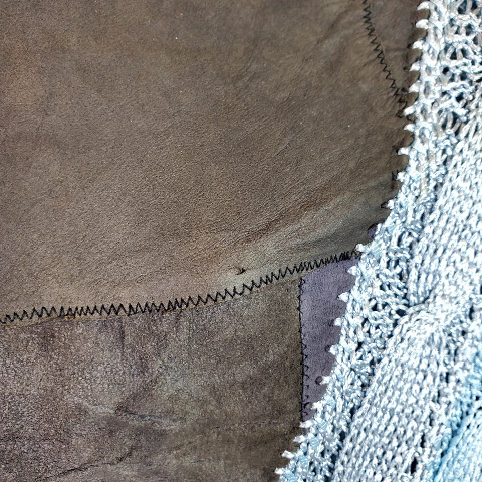 Top único tejido y cuero azul negro vintage para mujer raro hecho en Turquía mediano  Foto 4 de 4