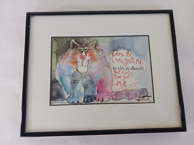 Don Nedobeck Fat Cat Art Print Framed Artist Signed On Back - I Am Me Just Me