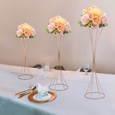 3Pcs Hourglass Wedding Flower Stand - Gold, Different Sizes, Table Centerpieces