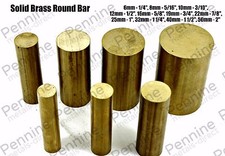 Solid Brass ROUND Bar Rod - 11 Diameters & 7 Different Lengths Available