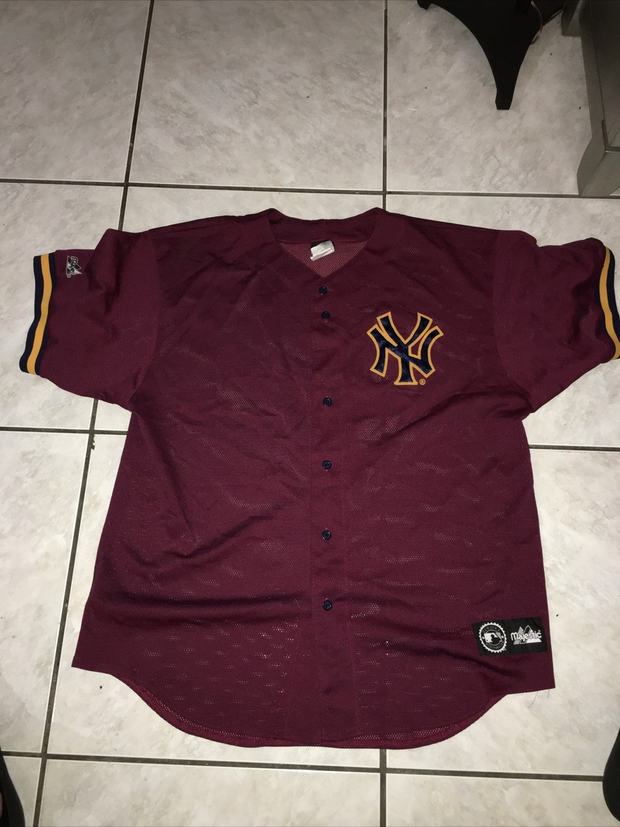 Vintage 90s New York Yankees Jersey By Majestic Burgundy