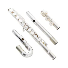 EASTROCK Silver Plated C Flute Closed Hole 16 Keys Flute Instrument with Curv...