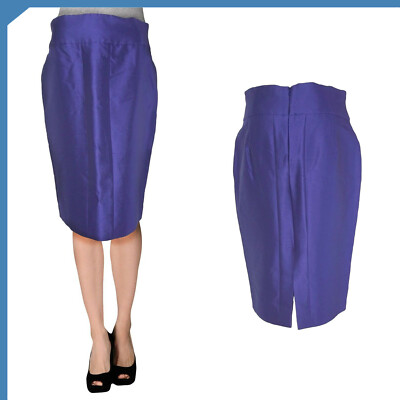 Max Mara Studio Rock Up Knie Blau Gerade Made IN Italy Frau Größe 44 46 W30 W32