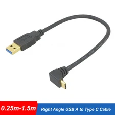 90 Degree Right Angle USB A to Type C Fast Data Sync Charger Charging Cable Wire