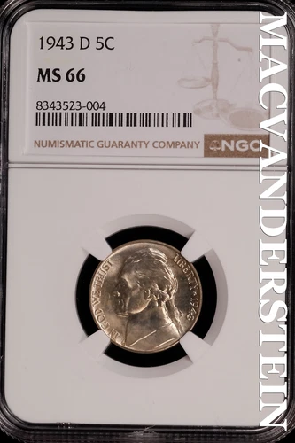 1943-D Jefferson Nickel - NGC MS 66 - Brilliant Uncirculated  #SLG259