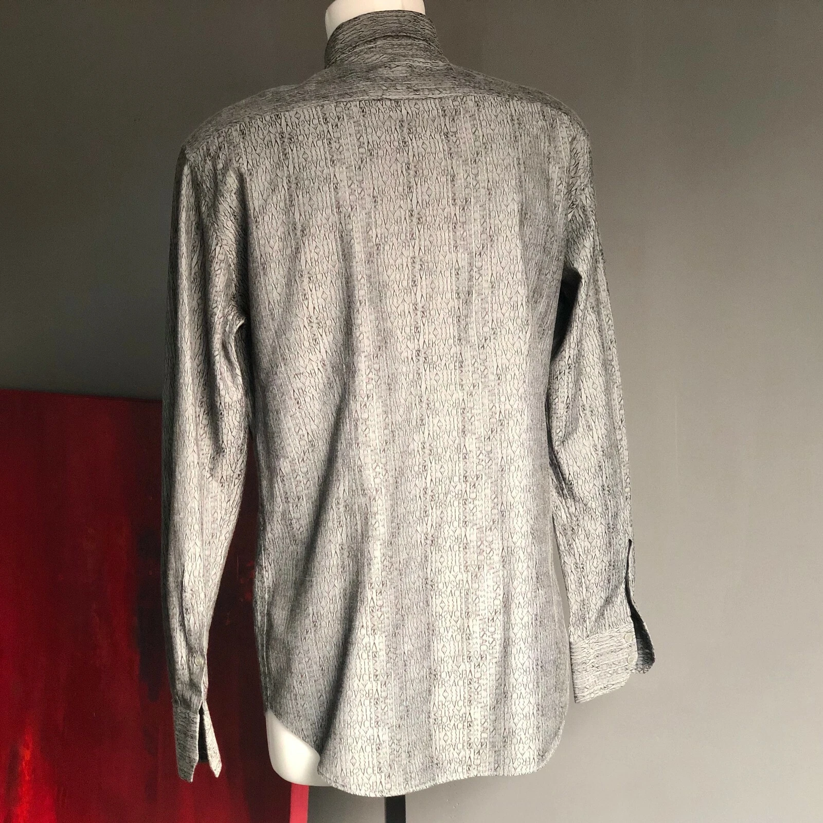 Camicia uomo vintage VERSACE CLASSIC grigia cotone taglia 41 16 made in Italy