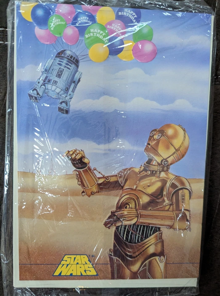 8 cartões de aniversário vintage de Star Wars de 1984 - linda obra de arte em relevo - Imagem 3 de 4