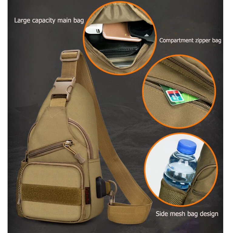 Mochila táctica para hombre Bolso de hombro Molle Viaje Pecho Paquete Aire libre Senderismo Foto 4 de 4