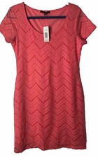 NWT Tiana B Women's Pink Crochet Lace Lined Knee Length Dress Size M