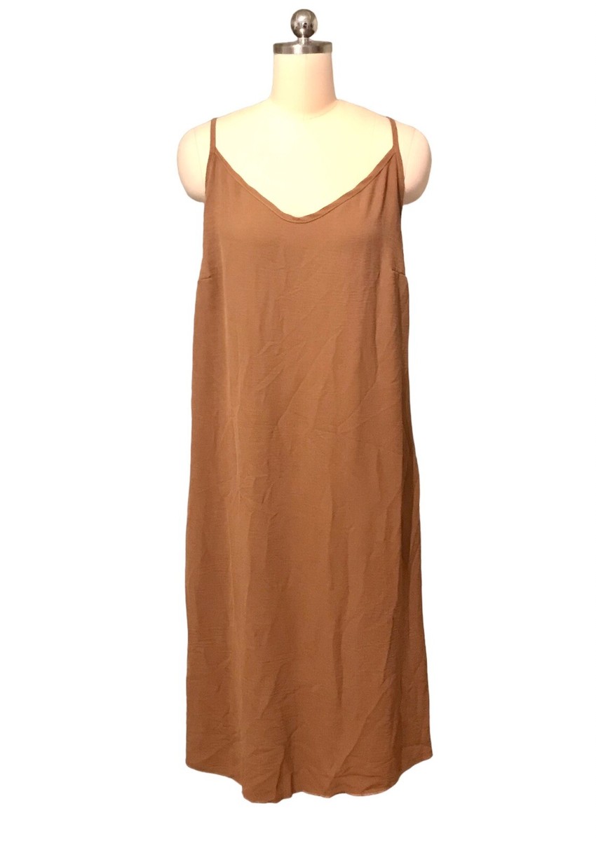 See You Monday Midi Slip Dress NWT Light Brown Shift Womens Sz XL