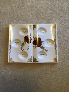 Ceramic Passover Plate Seder Pesach Tray Dish Judaica Pottery Art - storage case