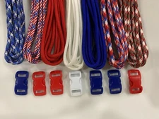 550 Paracord Kits or Paracord Bundles Selection of colors with 3/8" buckles. USA