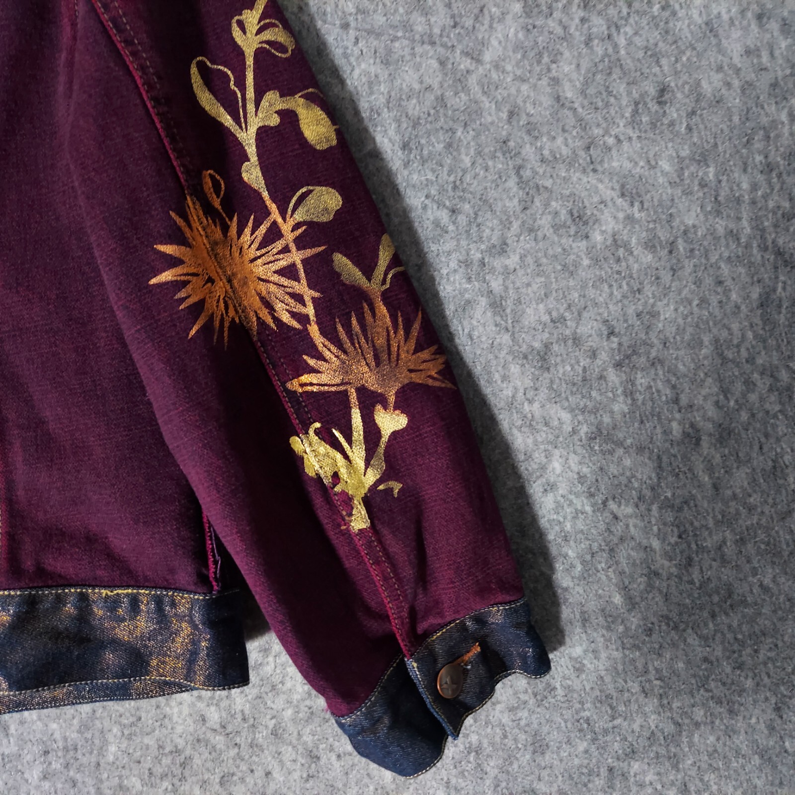 Express Denim Jacket L Metallic Patchwork Embroid… - image 9