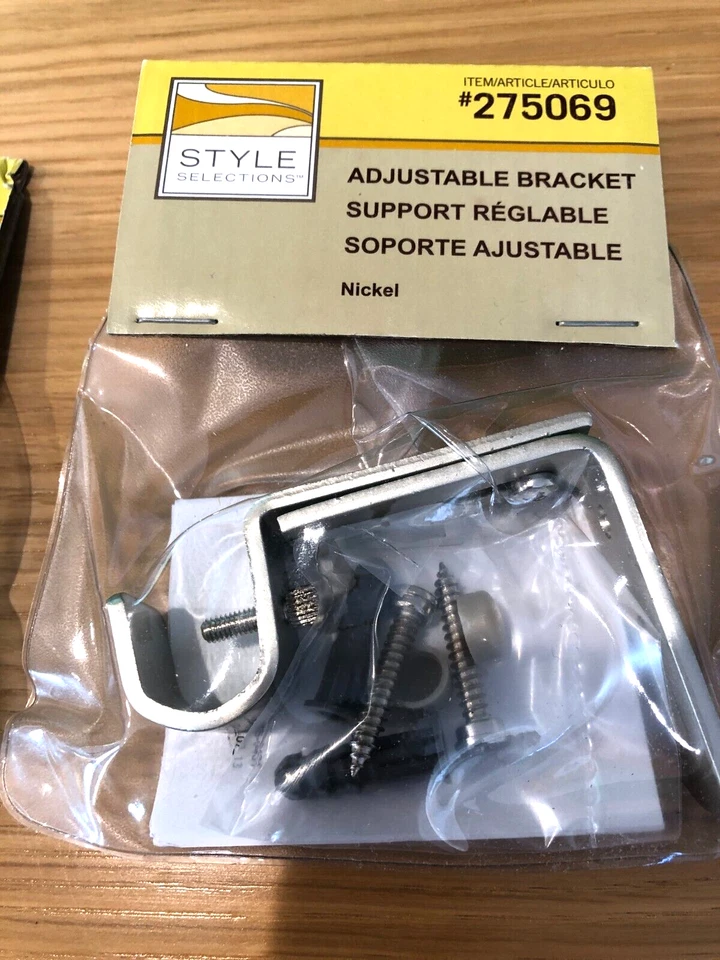 Juego de 2 soportes de barra de cortina ajustables soporte de gancho herrajes níquel 5/8" * ¡NUEVO! Foto 4 de 4