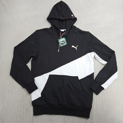 Puma Hoodie Sweatshirt Mens Small Black White AS TR Colorblock 846134-01
