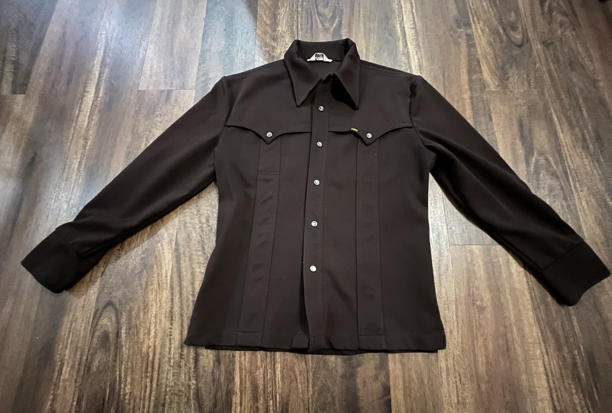 Vintage Lee Riders Brown Polyester Western Pearl Snap Jacket Men's