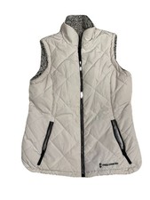 Free Country Women  s Puffer Vest White Quilted Zip Front Sleeveless Jacket Sz M