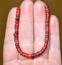 Antique Venetian Red White Heart Glass Beads Collected 25 YRs Ago, African Trade