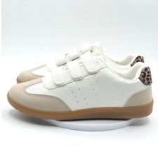 Dolce Vita White Tan Leopard Sneakers Size 9.5 Womens Quick Hook  Loop NEW