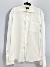 Bruno Conte White Single Needle Tailoring Dress Shirt French Cuff Sz 16.5 36/37