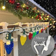 10x Christmas Light Clips Fixing Hooks Gutter Clips