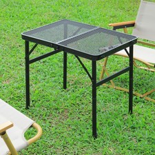 Folding Grill Table Camping Table Height Adjustable Metal Picnic Table 60*40cm